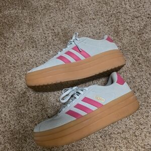 Adidas Women's Pink and Blue Platforms